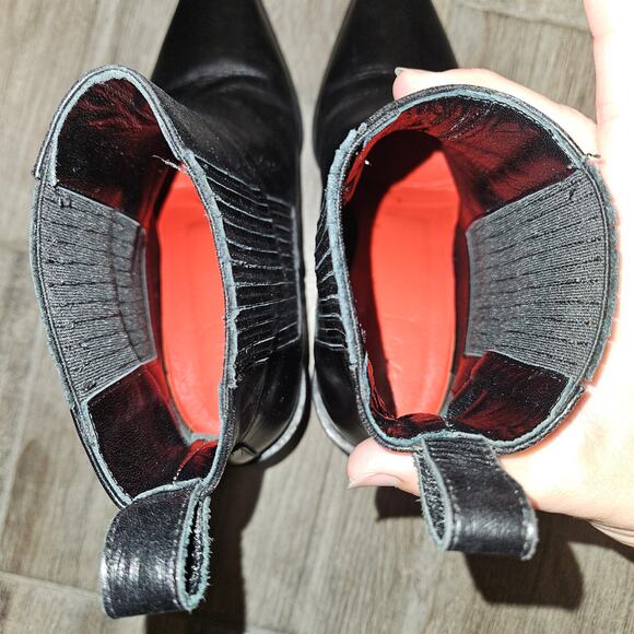 Aeyde Leather Chelsea Boots Womens Size 37 US 6.5 Black Ankle Block Heel Luxury - Picture 8 of 13